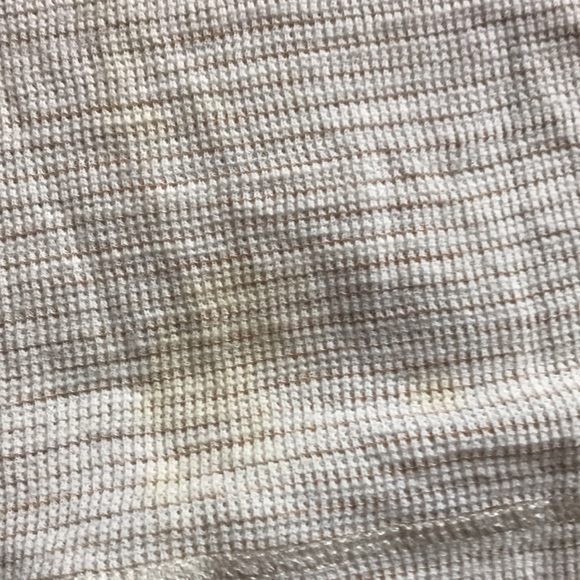 beige&cream with brown tie 3/4 sleeve slight discoloration shown in pics 2 spots - Picture 3 of 4